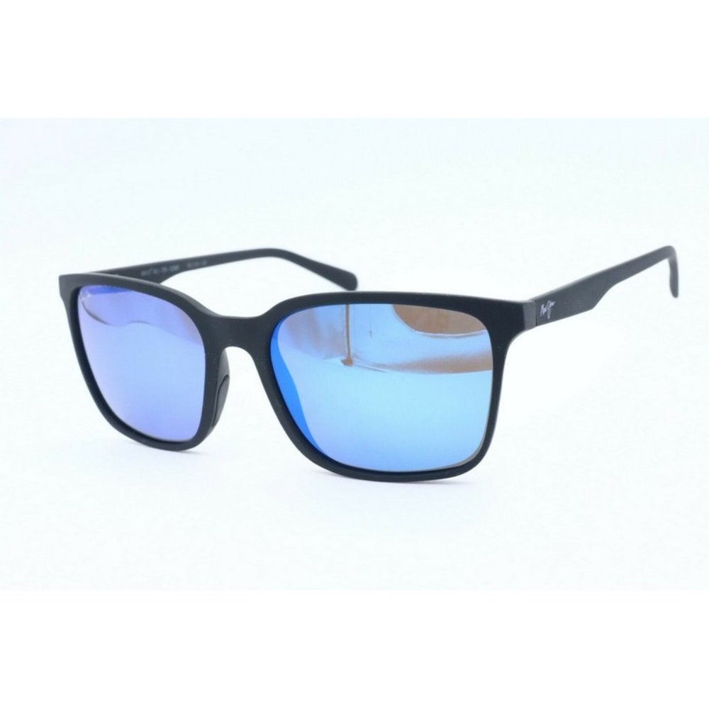 Maui Jim Wild Coast Mj 756-02mr Square Black Sunglasses Polarized Blue Lens (C)